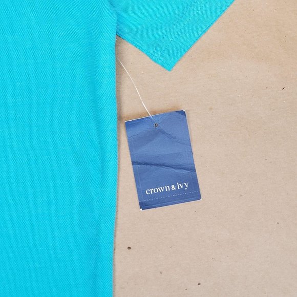 Crown and Ivy Polo Shirt Size Large Turquoise - Picture 3 of 6